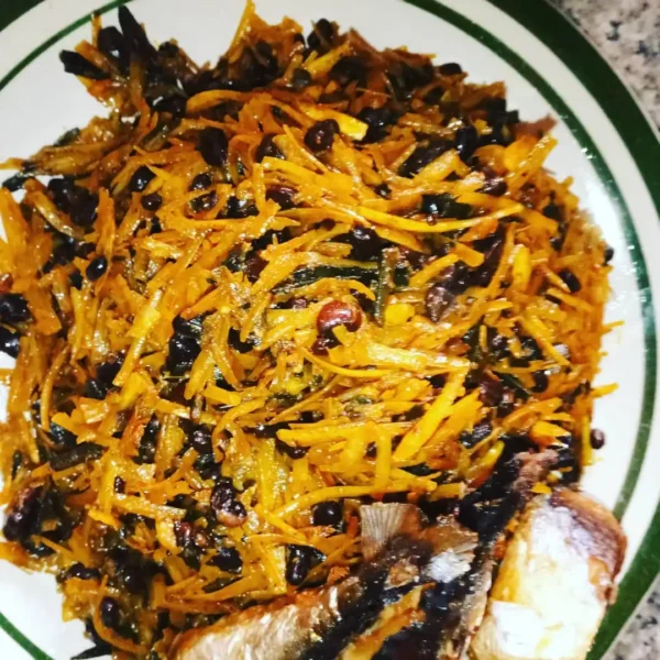 Abacha with Akidi (Black Beans)