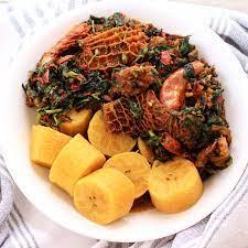 Boiled Plantain & Efo